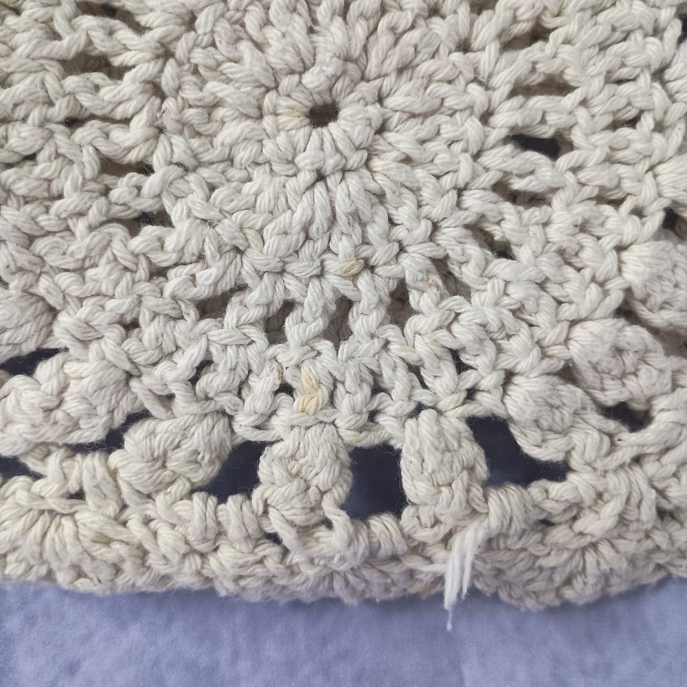 Handmade Crochet Tank Top Cream Open Knit Boho Festival Cottagecore - Picture 3 of 6